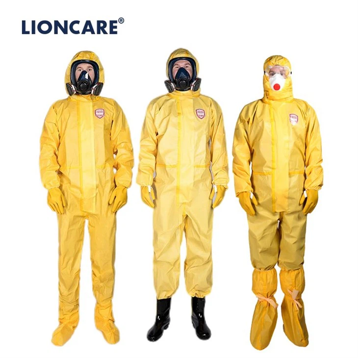 LIONCARE® CoverPremPro Yellow Hooded Hazmat Suit