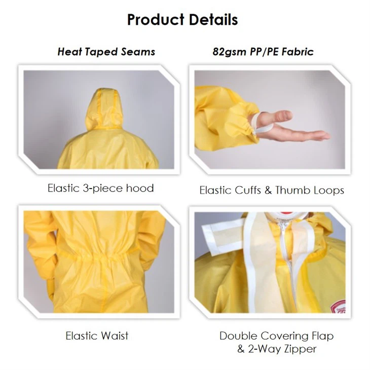 LIONCARE® CoverPremPro Yellow Hooded Hazmat Suit