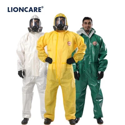 Traje amarillo con capucha para materiales peligrosos LIONCARE® CoverPremPro